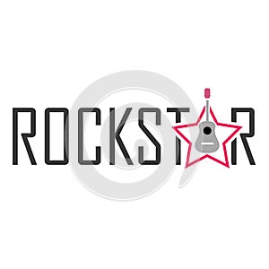 Rockstar with a guitar and typography