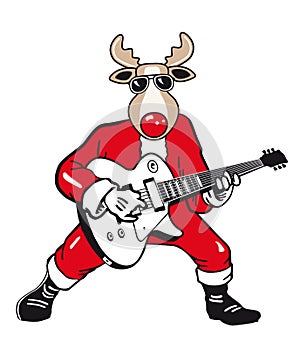 Rockstar Reindeer Cartoon