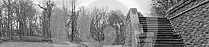 Rockwood Ruins panorama in black and white