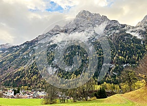 Rocky alpine peak Haldensteiner Calanda 2805 m in the Calanda mountain massif between the Taminatal and Rheintal river valleys