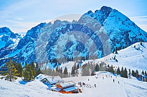 The rocky Alps from Zwieselalm mountain, Gosau, Austria