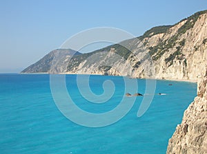 Rocky bay in Lefkada, Greece photo