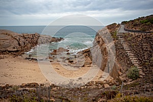 Rocky bay on an overcast day at port elliot on the fleurieu peninsula south australia on 3rd april 2019