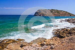 Rocky Bay view with blue lagoon on Crete