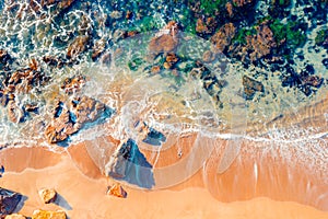 Rocky beach abstract aerial