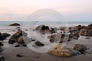 rocky beach in the afternoon