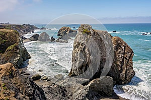 Rocky beach of the amazing Bodega Bay an hour north of San Francisco. Sonoma County in California, USA