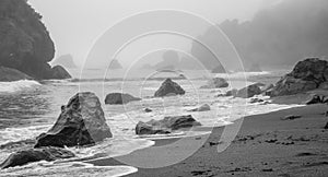 Rocky Beach black and white coast ocean