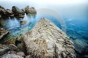 Rocky beach in Brela, Croatia