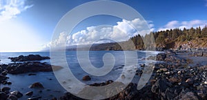 Rocky beach on Canada`s west coast, Sooke, Vancouver Island, BC.