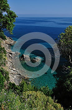 Rocky beach on Elba Island, Italy