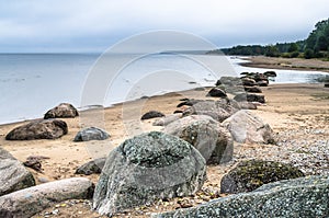 Rocky beach on the Gulf of Finland. Sillamae