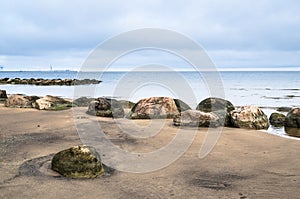 Rocky beach on the Gulf of Finland. Sillamae