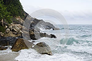 Rocky beach landscape in the Colombian Tayrona National Park