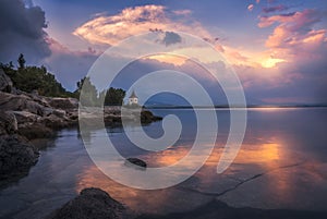 Rocky Beach of Liptovska Mara Lake in Slovakia