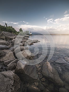 Rocky Beach of Liptovska Mara Lake in Slovakia