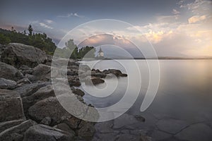 Rocky Beach of Liptovska Mara Lake in Slovakia