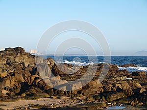 The rocky beach of Mooloolaba, Queensland, Sunshine Coast, Australia. photo