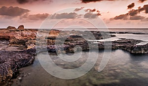 Rocky beach at morgning