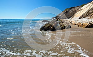 Rocky beach near Goleta at Gaviota Beach state park on the central coast of California USA