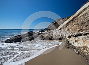 Rocky beach near Goleta at Gaviota Beach state park on the central coast of California USA