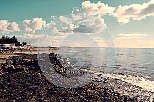 Rocky beach near Maspalomas, Gran Canaria, Spain (Atlantic Ocean coast)