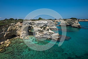 Rocky beach in Puglia, Torre Santâ€™Andrea, Italy