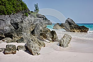 Rocky Beach Seascape at Horseshoe Bay Beach, Bermuda