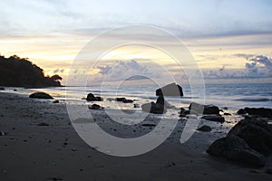 rocky beach sunset, Sunset