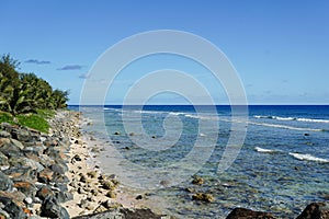 A rocky beach on the tropical island of Rarotonga