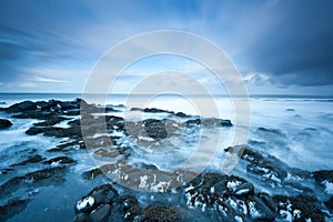 Rocky beach in winter