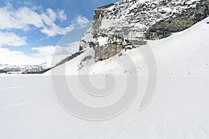 Rocky Bluff on Frozen Lake