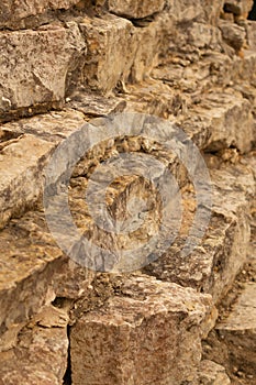 Rocky brick wall. stone wall background. abstract grunge texture. old brown masonry