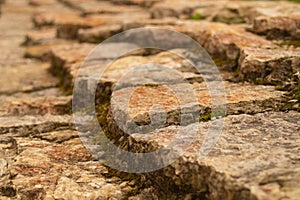 Rocky brick wall. stone wall background. abstract grunge texture. old brown masonry