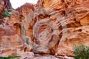 Rocky Canyon `The Siq` in The Lost City of Petra, Jordan