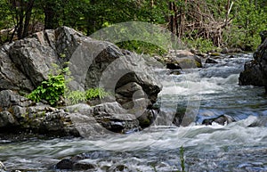 A rocky cascade of river water