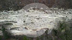 Rocky cliff with Aladzha Orthodox cave monastery in Golden Sands Nature Park