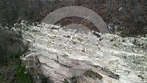 Rocky cliff with Aladzha Orthodox cave monastery in Golden Sands Nature Park