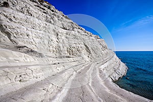 Rocky cliff of the Steps of the Turks in Agrigento,  Sicily