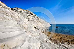 Rocky cliff of the Steps of the Turks in Agrigento,  Sicily