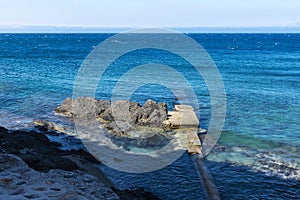 Rocky cliffs in Collioure, Cotlliure, France