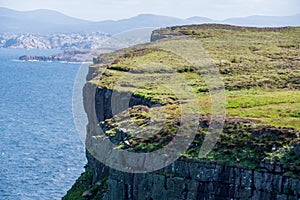 Rocky cliffs at Handa Island near Scourie in Sutherland on the north west coast of Scotland, UK.