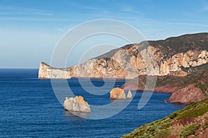 Rocky Cliffs on the Sea Coast. Sardinia, Italy.