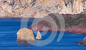 Rocky Cliffs on the Sea Coast. Sardinia, Italy.