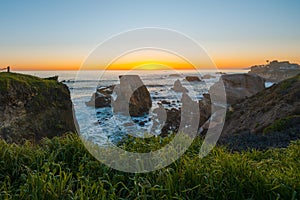 Rocky cliffs at sunset, Pismo Beach, California