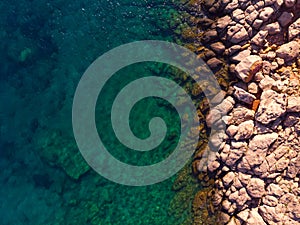 Rocky coast from above, Greece.