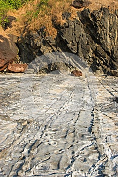 Rocky coast of Arabian sea in Goa