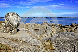 Rocky coastof Beg Meil in France photo