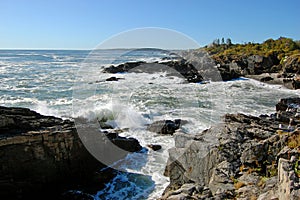 Rocky Coast at Casco Bay near Portland, Maine, USA