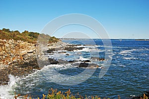 Rocky Coast at Casco Bay near Portland, Maine, USA